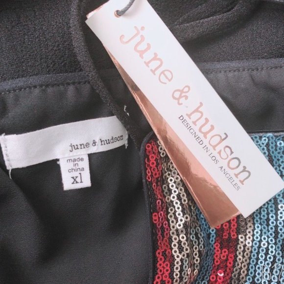 June & Hudson Wide Leg Jumpsuit Sequined Black Multi Size XL - Picture 8 of 12